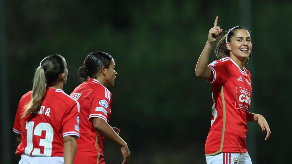 Champions feminina: Kika Nazareth fez o 1-0 no Benfica-Rosengard (ANTÓNIO COTRIM/Lusa)