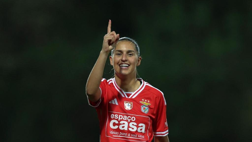 Champions feminina: Kika Nazareth fez o 1-0 no Benfica-Rosengard (ANTÓNIO COTRIM/Lusa)