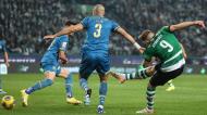 Viktor Gyökeres bate Pepe e remata para o 1-0 no Sporting-FC Porto (MIGUEL A. LOPES/Lusa)