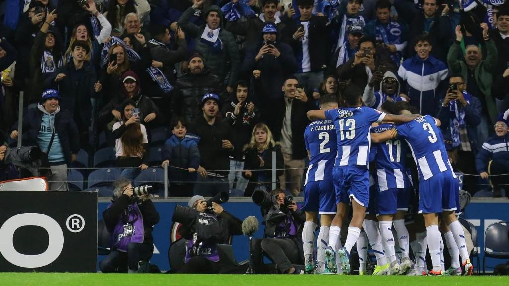 FC Porto festeja o 2-0 apontado por Evanilson ante o Sp. Braga (MANUEL FERNANDO ARAÚJO/Lusa)