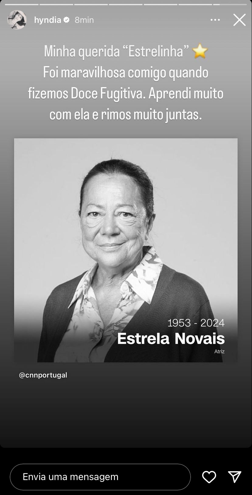 Rita Pereira dedica umas palavras à atriz Estrela Novais, que faleceu hoje, aos 70 anos