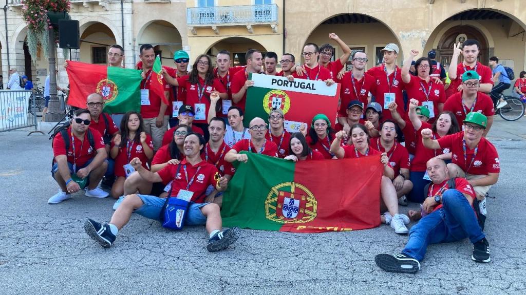 Seleção portuguesa de atletas com Síndrome de Down em Pádua, nos Europeus de 2023 (Foto: ANNDI)